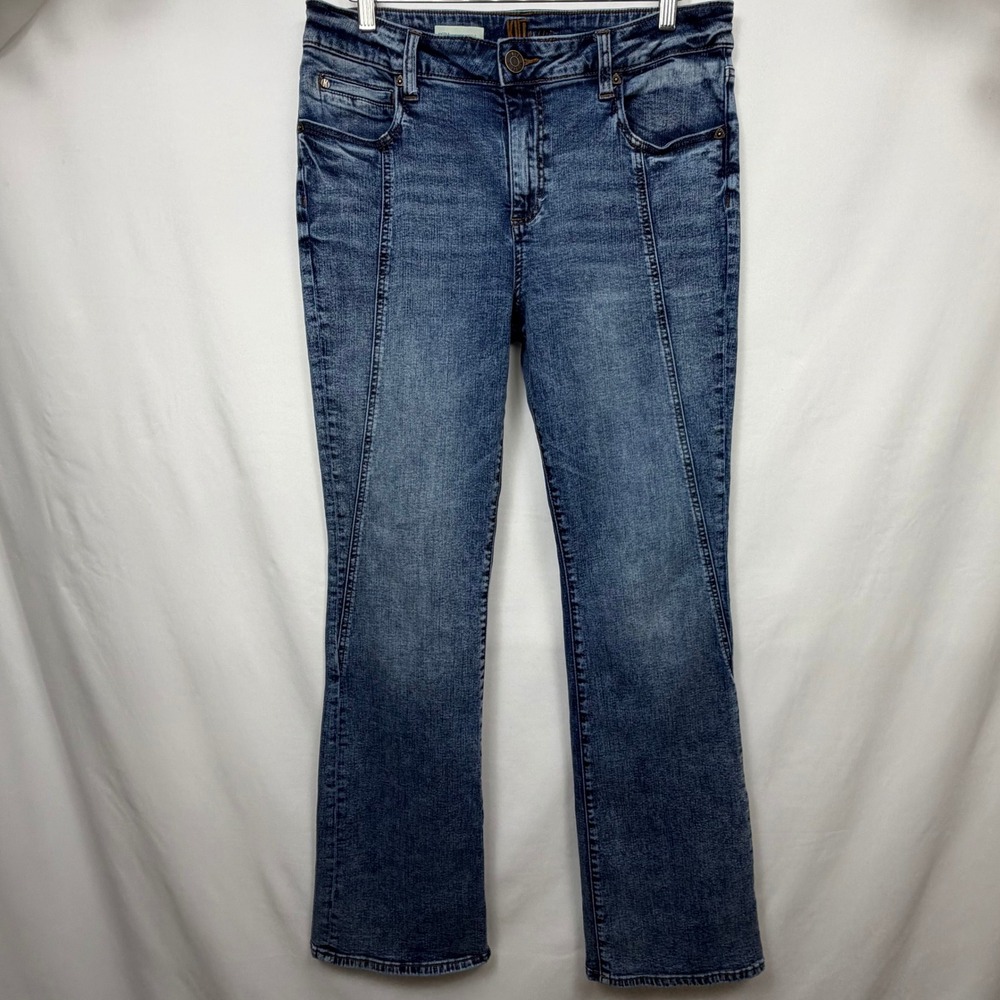 KUT from the Kloth Nicole High Rise Bootcut Jeans Blue Seam Front Size 12